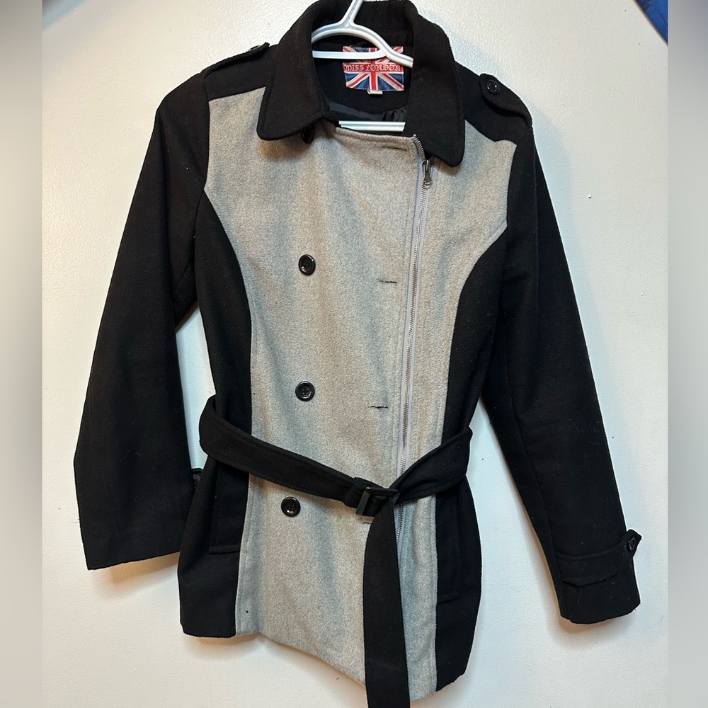 Black/Grey Pea Coat